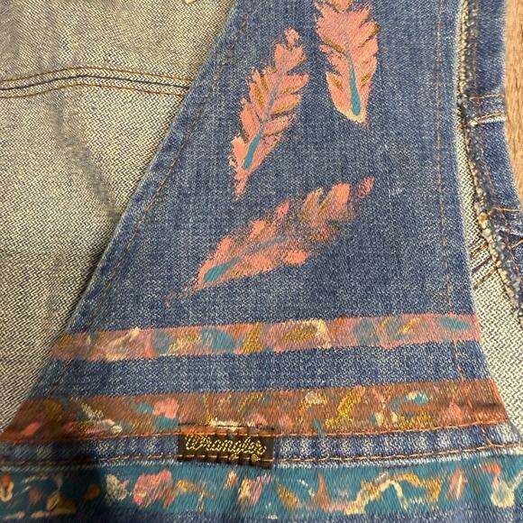 Vtg Wrangler Hand Painted Boho Western Denim Vest Womens Size M Artsy Festival - Picture 6 of 6